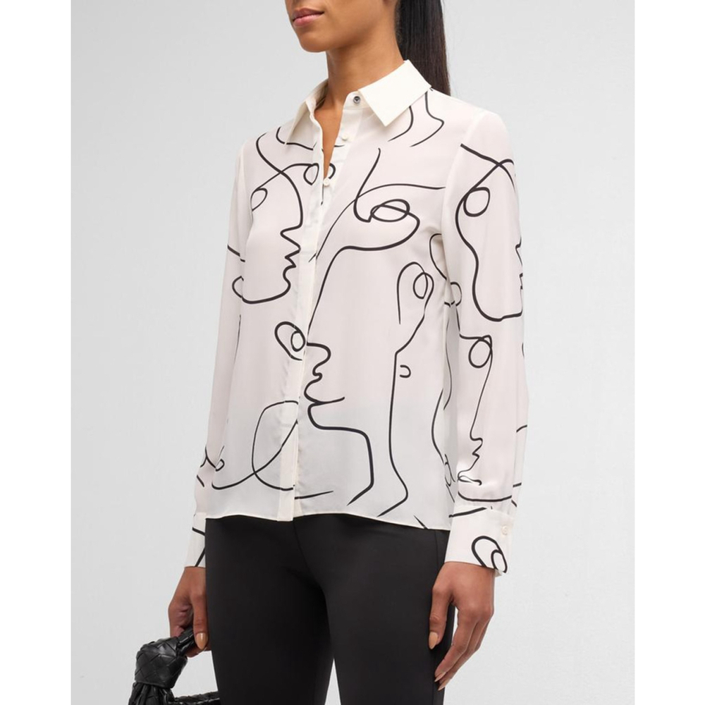 NWT Alice and Olivia a+O Koketit Brady Silk Button Down Blouse White $395 Size S - Picture 10 of 13
